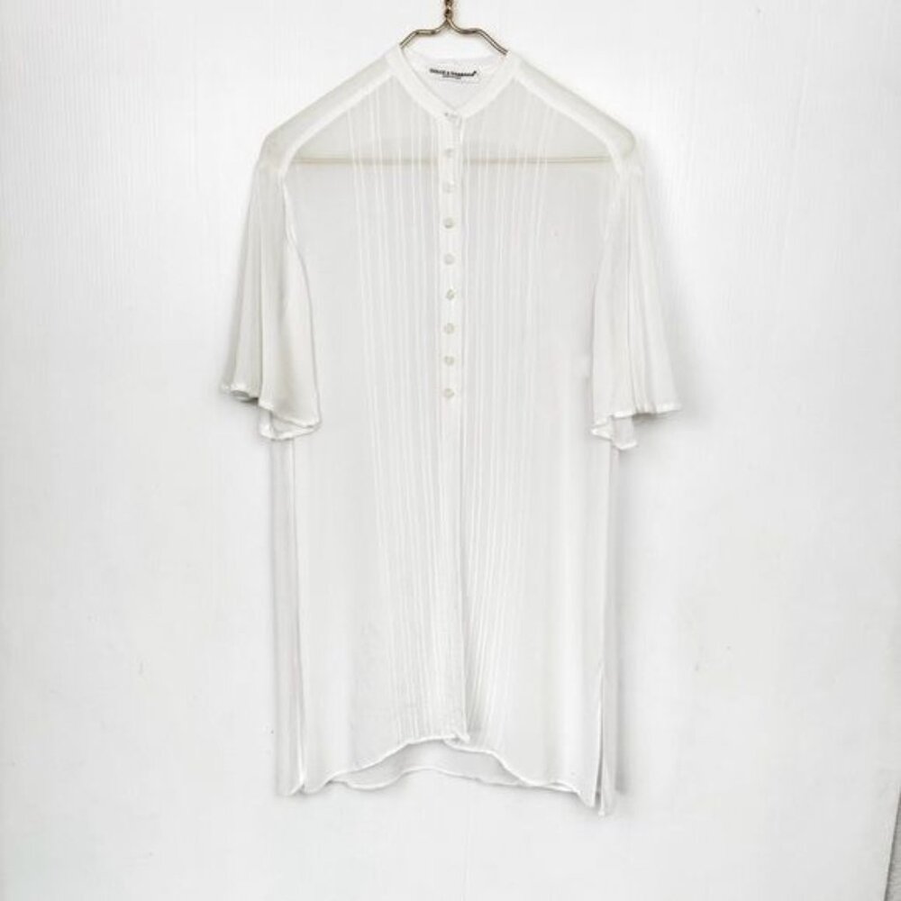 Dolce & Gabbana white semi sheer half button down blouse 8
